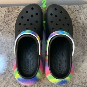 CROCS | Shoes | Black And Rainbow Platform Crocs | Poshmark